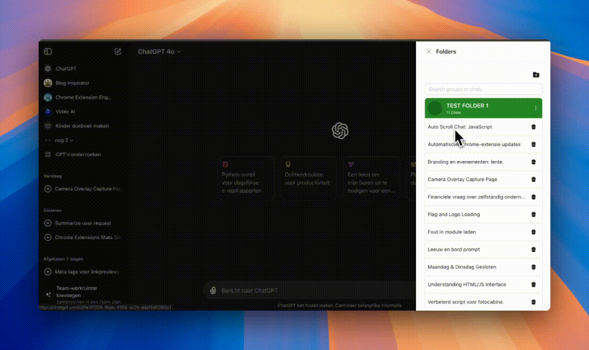 organize chat gpt menu